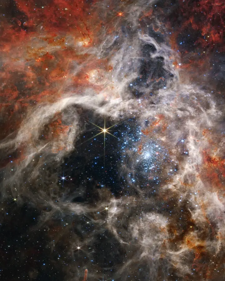Webb view of stars and glowing gas in the Tarantula Nebula
